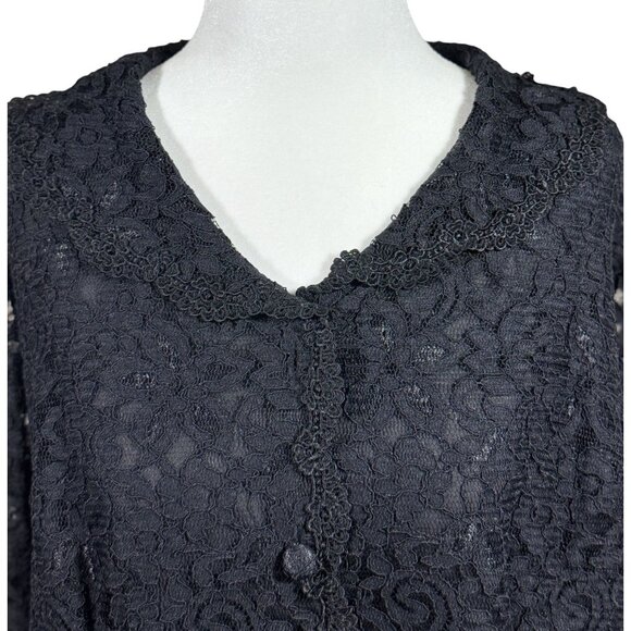Talbots Size 14 W Blaze jacket Women Vintage-Inspired Black Lace Button - Picture 5 of 12